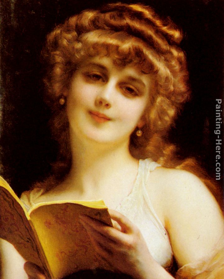 A Blonde Beauty Holding a Book painting - Etienne Adolphe Piot A Blonde Beauty Holding a Book art painting
